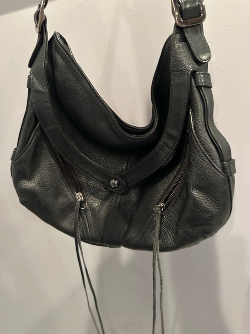 Botkier Black Pebbled Leather Hobo Shoulder Bag - Picture 6 of 7